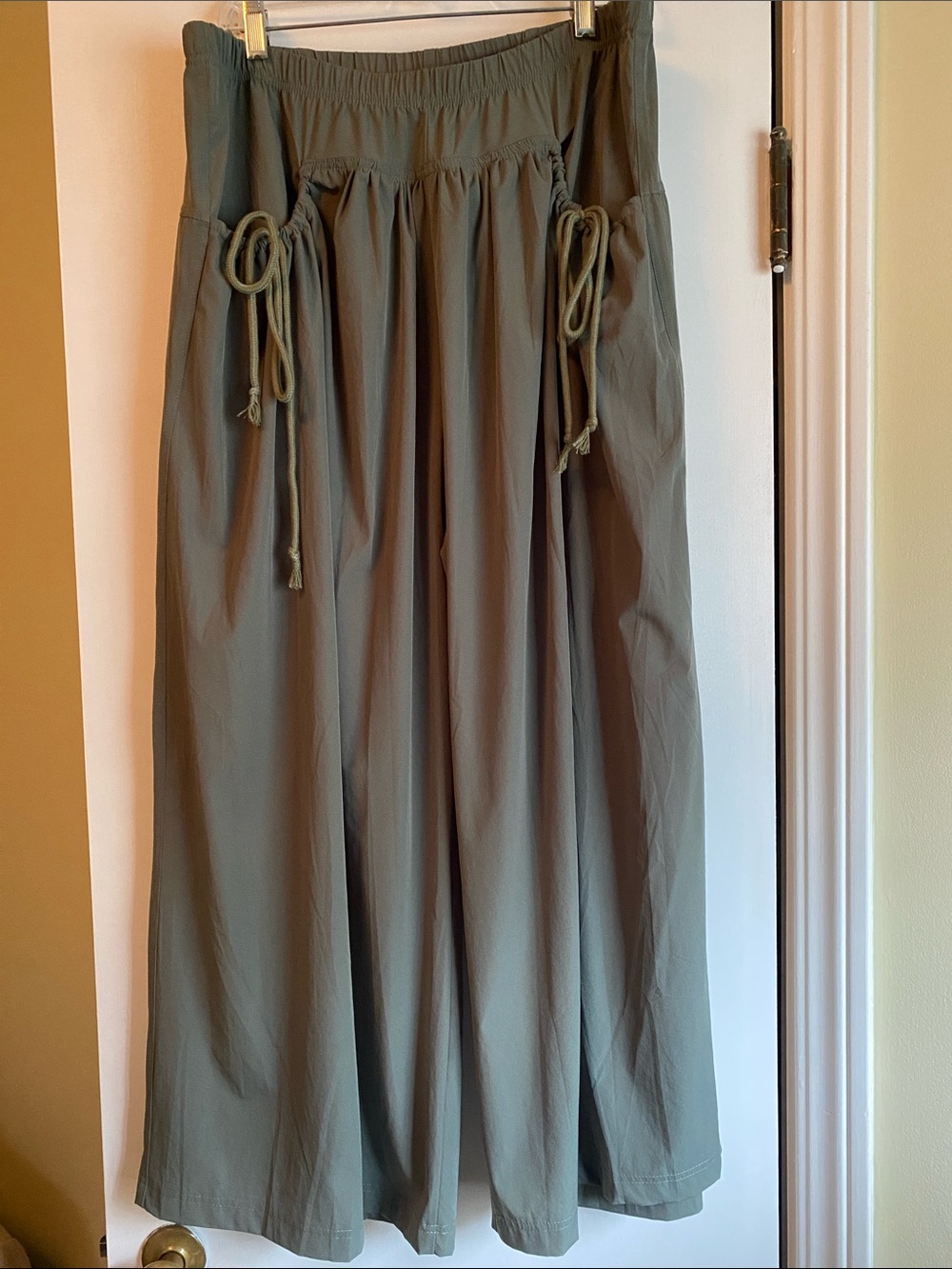 Women’s Army Green Drawstring Maxi Pants